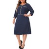 Agnes Orinda Women's Plus Size Vintage Wear Crew Neck 3/4 Sleeve Tunic Midi Dresses for Work Office Cocktail - 2 of 4