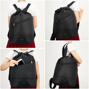 Backpack with Bundle Pocket – Composite Nylon, Leopard Print & Black, Perfect for Trip Storage - 1 of 4