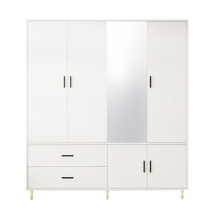 Keloyid White Wood 62.99 in. Armoire with 2 Drawers and 7 Shelves - 1 of 4