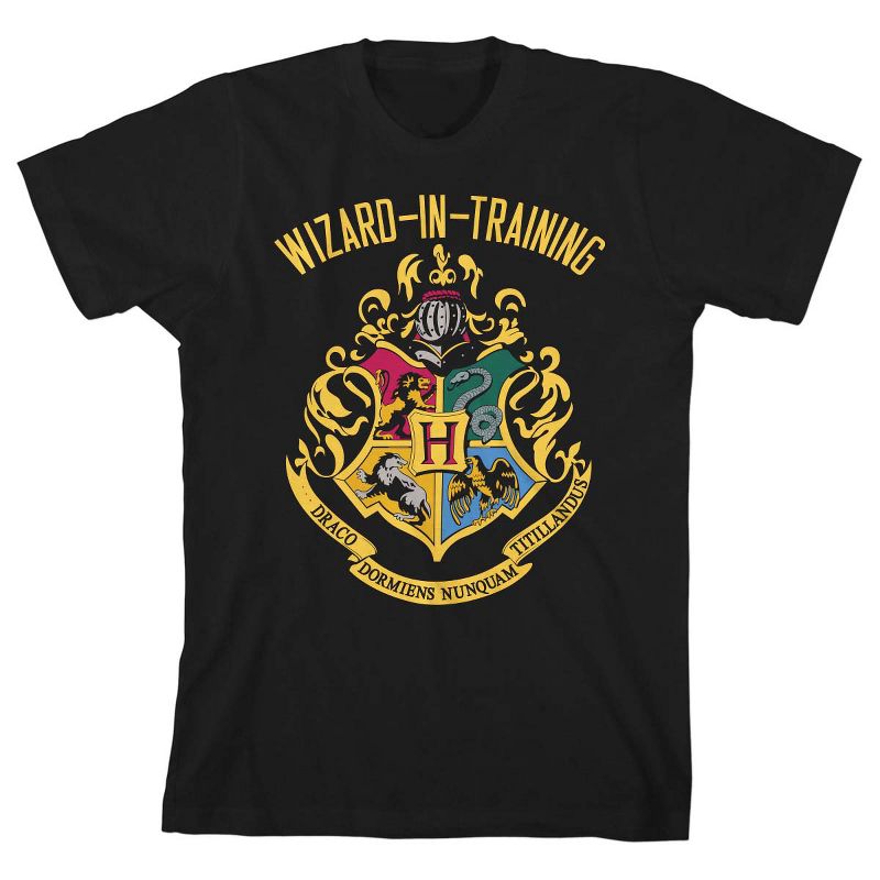 Harry Potter Hogwarts Wizard-in-Training Black T-shirt Toddler Boy to Youth Boy, 1 of 2