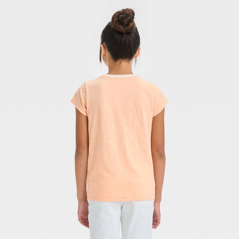 Girls&#39; Disney Moana Short Sleeve Graphic T-Shirt - Peach Orange/Cream, 3 of 4