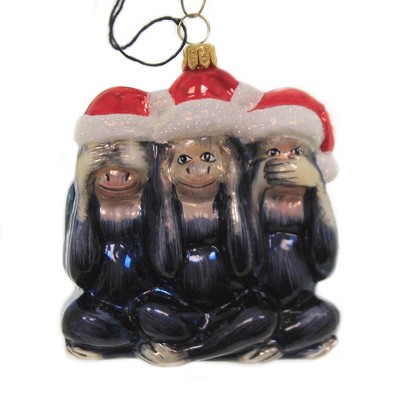 Joy To The World 4.0" See Hear Speak No Evil Capuchin Monkeys Ornament  -  Tree Ornaments