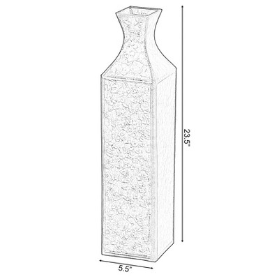 Large Gold Textured Metal Bottle Shape Floor Vase