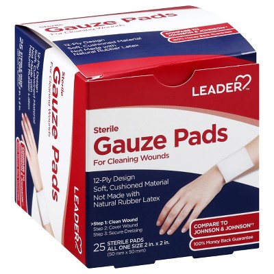 Leader Sterile All One Size Gauze Pads 50mm x50mm 25 ea