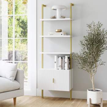 66 Carlie Wood 5-shelf Ladder Display Bookshelf Medium Pine/matte White-  Nathan James : Target