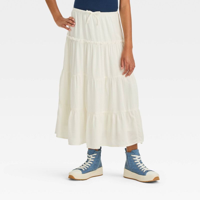 Girls' Tiered Woven Maxi Skirt - art class™, 1 of 6