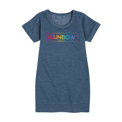 - Rainbow High - Gradient Logo Graphic Short Sleeve Fleece Dress