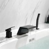 Cobbe Matte BlackWaterfall Bath Faucet Set with 7.09-Inch Wide Tub Spout and Hand Shower Single Handle Control 4-Hole Installation - 4 of 4
