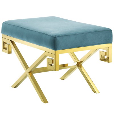 Modway Rove Velvet Performance Velvet Bench Sea Blue