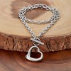 ELYA Women's Polished Open Heart Toggle Clasp Steel Necklace - 18" - 2 of 4