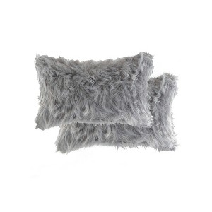 Luxe Belton Faux Fur Pillow | 2-Pack | 12"x20" - 1 of 4