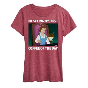 Women's - Disney - Belle First Coffee Of The Day Short Sleeve Graphic T-Shirt - 1 of 4