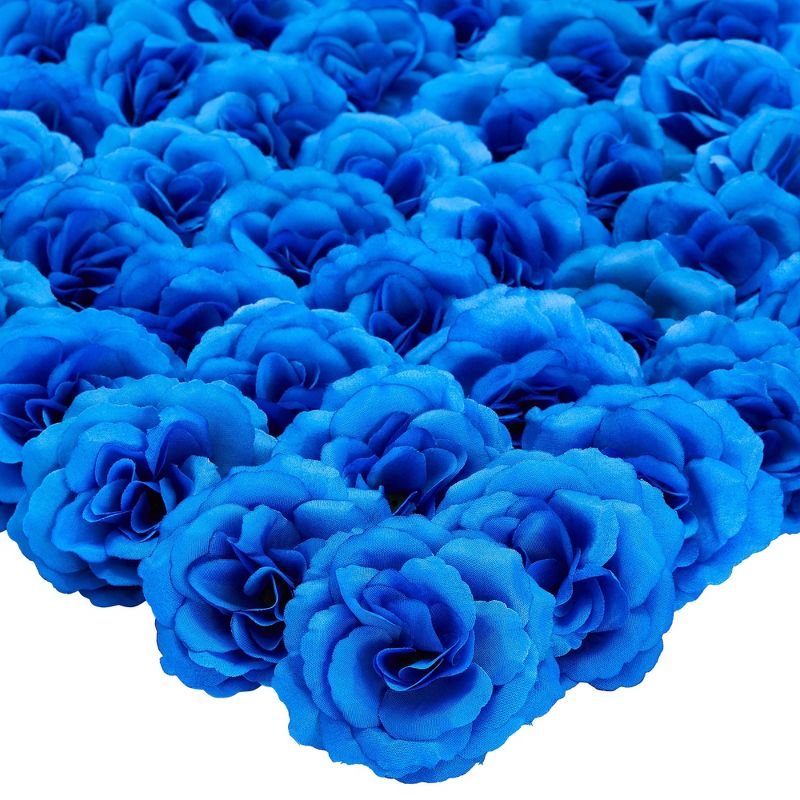 Bright Creations 50 Pack Royal Blue Roses Artificial Flowers Bulk, 3 Inch Stemless Fake Silk Roses for Decorations, Wedding, 1 of 9