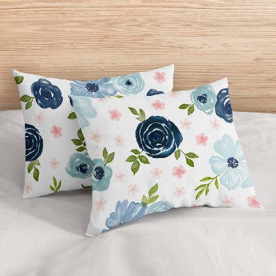 Full Blue Microfiber Floral Comforter Set for Girls