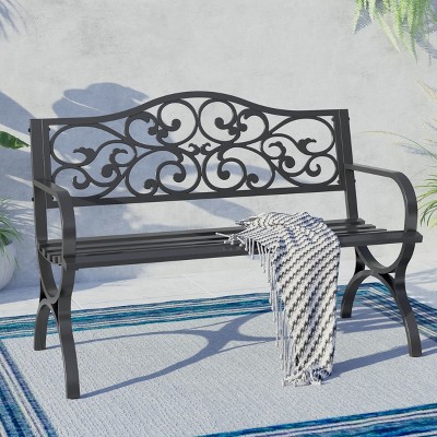 Captiva Designs Two Seat Cast Steel Garden Bench - Choose Between Apple Back or Butterfly Back Designs