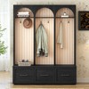 Lycvki 74.8"H Arched Design Wooden Hall Tree with Entryway Bench and 8 Retro Hooks - 2 of 4