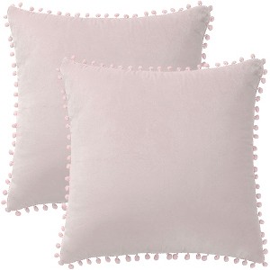 PiccoCasa Velvet Pillow Covers Pom Throw Cover Square Cushion Covers 2Pcs - 1 of 4