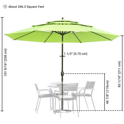 11 Ft Green 3-Tier Patio Umbrella with Crank Handle