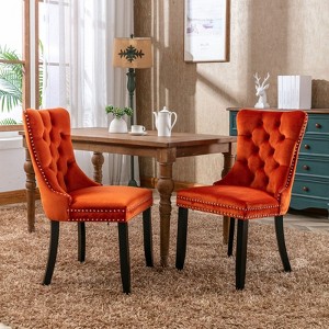 NicBex Modern Dining Chairs Set of 2,Velvet Upholstered Kitchen Chair with Wood Legs for Dining Room,Living Room - 1 of 4
