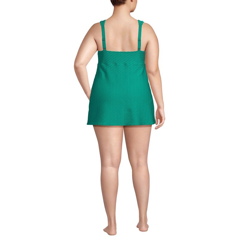 Lands' End Women's Texture Square Neck Swim Dress Adjustable Straps, 2 of 7