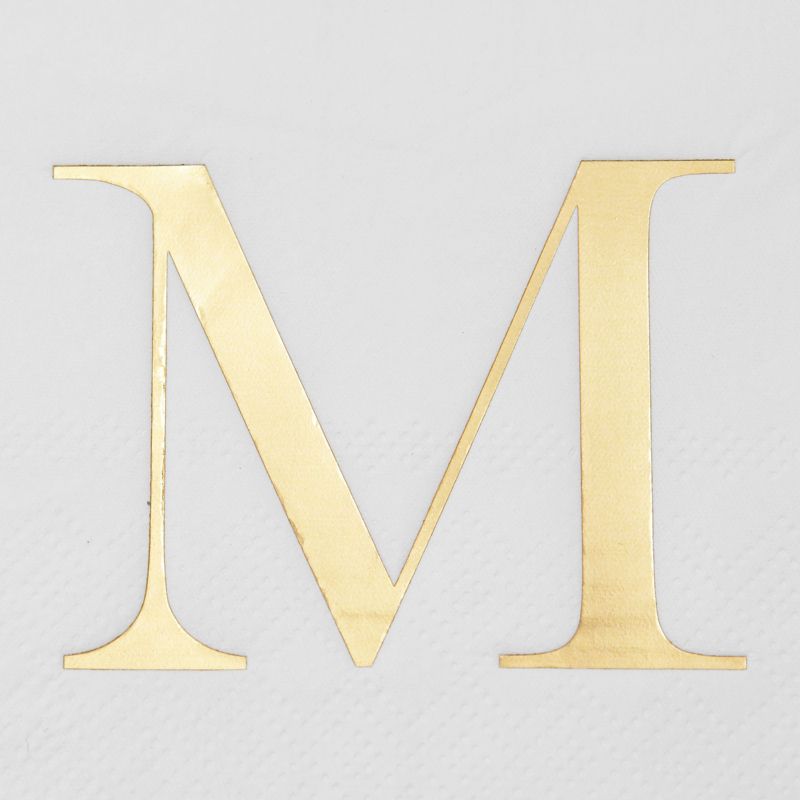 Sparkle and Bash 100 Pack Gold Foil Initial Letter M White Monogram Paper Napkins for Dinner Party, 4 x 8 In, 3 of 8