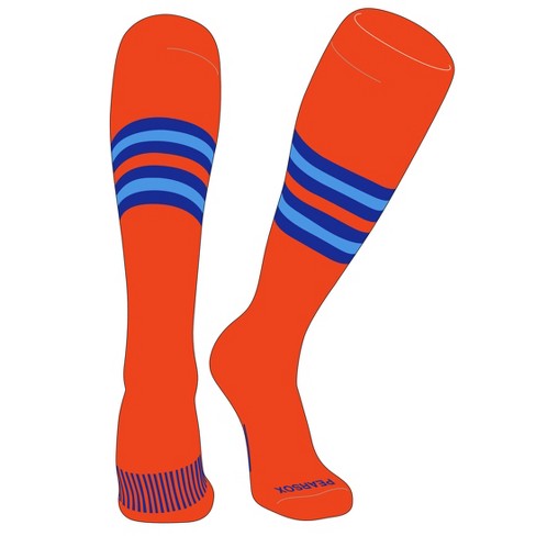 PEAR SOX Striped OTC Baseball, Softball, Football Socks (F) Orange, Royal, Sky Blue (L) - image 1 of 3