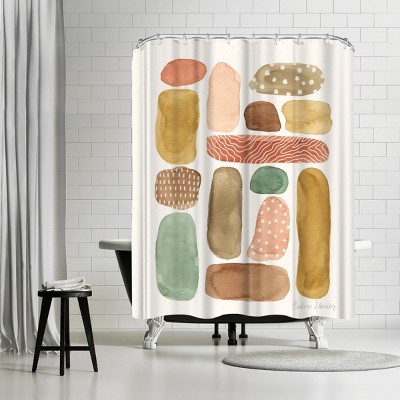 Americanflat Beach Pebbles Watercolor18X24 by Pauline Stanley Shower Curtains