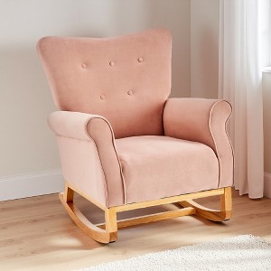 Velvet High Back Rocking Chair for Nursery with Padded Seat - 1 of 4