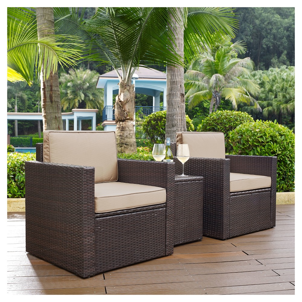 Photos - Garden Furniture Crosley Palm Harbor 3pc All-Weather Wicker Patio Conversation Set - Sand  