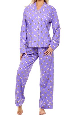 ADR Women's Plush Fleece Pajamas Set, Button Down Winter PJ Set