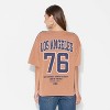 Women's LA Oversized Short Sleeve Graphic T-Shirt - Brown - 3 of 3