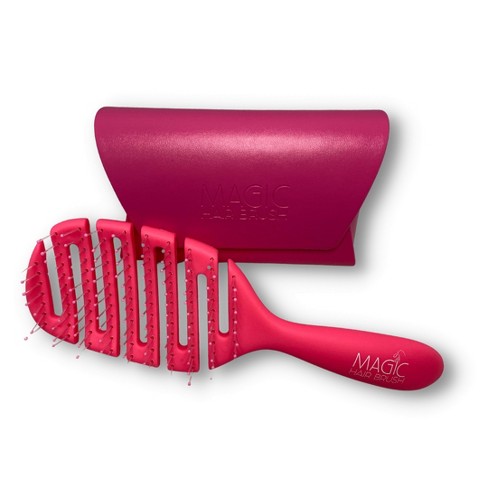 Magic Hair Brush Pink, Flexible & Vented For Detangling W/ Storage Wallet -  Pink : Target