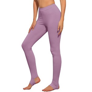 INSPIRE CHIC Women's Elastic Waistband Soft Gym Yoga Cotton Stirrup Pants Leggings - 1 of 4