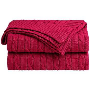 PiccoCasa Soft 100% Cotton Knitted Lightweight Cable Bed Home Decorative Blanket