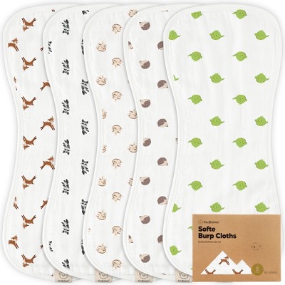 KeaBabies 5pk Organic Softe Muslin Burp Cloths for Baby Girls and Boys, Large Absorbent Burping Cloths for Babies, Baby Burp Clothes