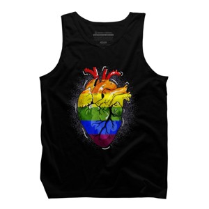 Adult Design By Humans Rainbow Heart Love Pride By Belugastore Tank Top - 1 of 2
