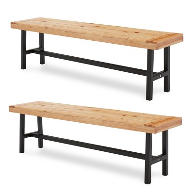 EROMMY Wooden Picnic Bench(Set of 2)