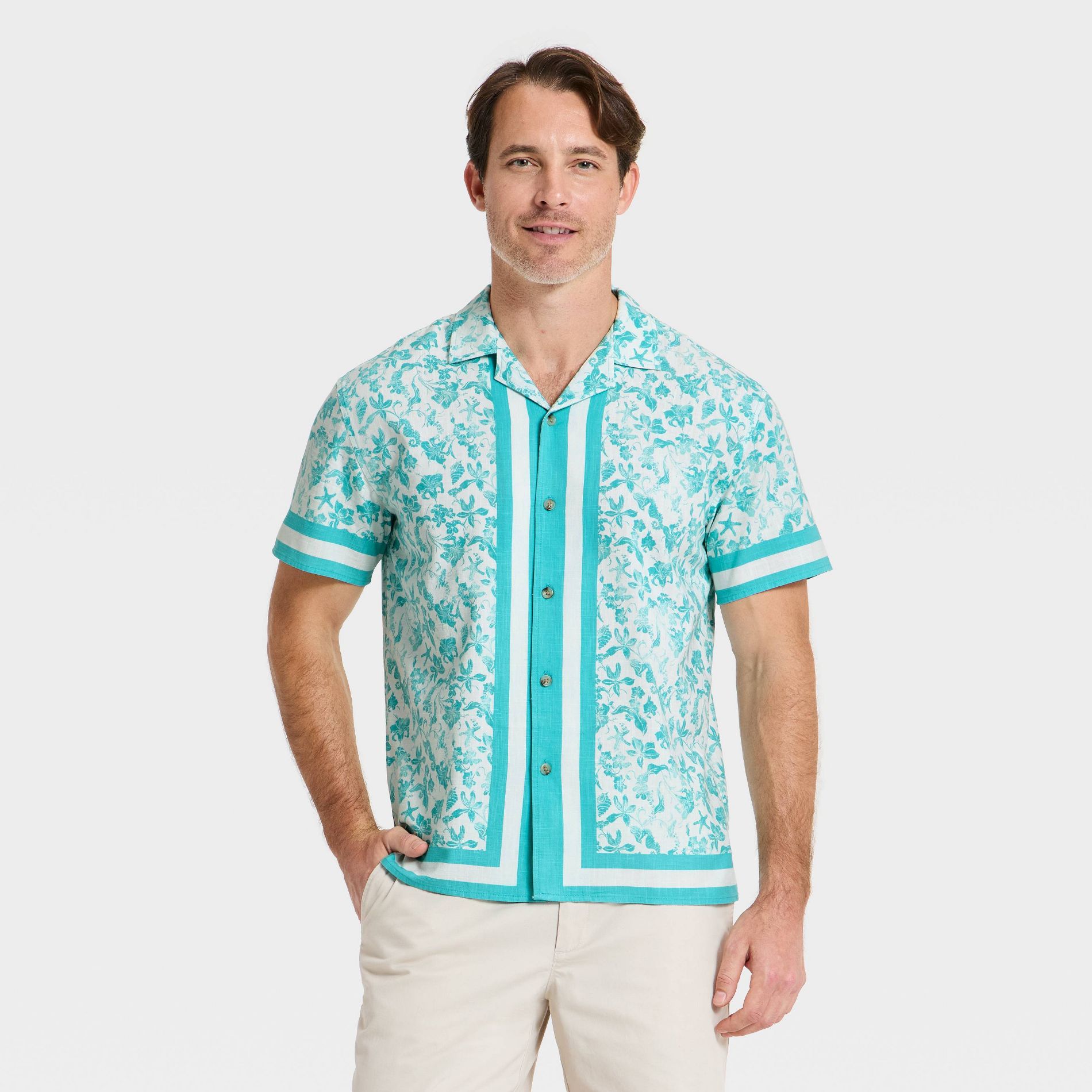 Men's Short Sleeve Camp Shirt - Goodfellow & Co™ Blue