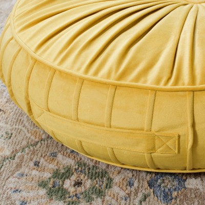 Mustard Yellow Velvet Round Tufted Floor Pillow