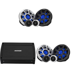 Kicker Premium Marine (2 Pair ) 6.5" Component Speaker and Amplifier bundle ( 51MSS654 & 48KXMA5004 ) - 1 of 4