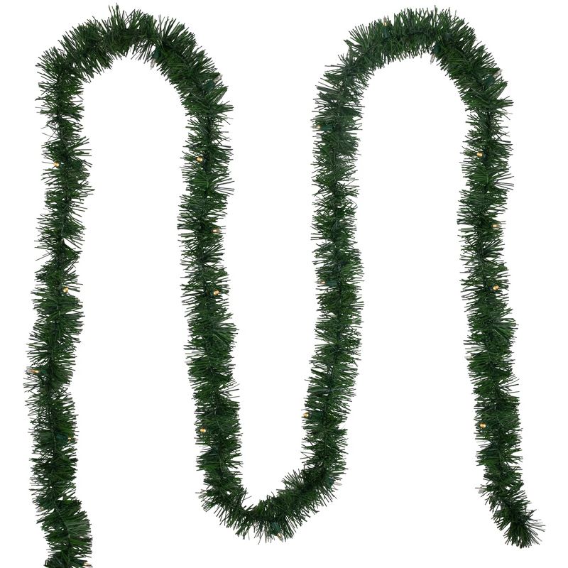 Northlight Pre-Lit Battery Operated Pine Christmas Garland - 18' x 3" - Warm White LED Lights, 4 of 7