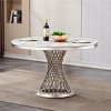 47'' Modern High Gloss Faux Marble Round Dining Table with Stainless Steel Base, Contemporary Kitchen or Dining Room Table – The Pop Home - 2 of 4