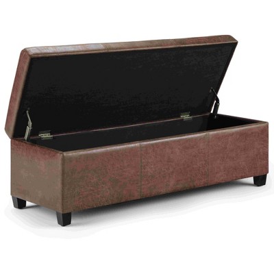 CAVINAS Faux Leather Storage Ottoman Bench,Upholstered Ottoman with Stitching Design for Living Room,Bedroom