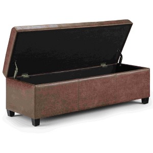 CAVINAS Faux Leather Storage Ottoman Bench,Upholstered Ottoman with Stitching Design for Living Room,Bedroom - 1 of 4