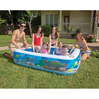 Blue Vinyl Rectangular Inflatable Kiddie Pool