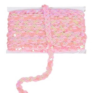 Sequin Braid Trim, 0.6 Inch Wave Sequin Strip, Glitter Metallic Paillette Sequin Ribbon, Sewing DIY Bling Fabric, 27 Yards - 1 of 4