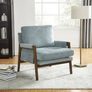 CAVINAS Elegant Velvet Armchair with Rubberwood Frame, Cushioned Seat for Living Room, Bedroom, Office, Study - 1 of 4
