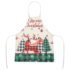 Unique Bargains Christmas Aprons Linen Black Red Green White Brown 21.65"x26.77" 1 Pcs - 1 of 4