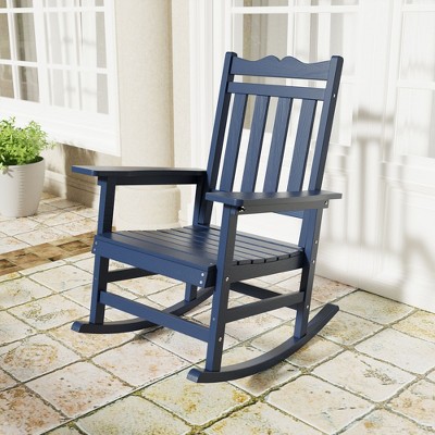Sonkuki Patio Outdoor Adirondack Rocking Chair with Big Armrests, Weather Resistant, Easy Installation, Lawn and Backyard