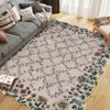 Floral Irregular Edge Carpet Indoor Non Slip Washable Boho Vintage Entry Rug Low Pile Throw Rugs for Entryway - 2 of 4